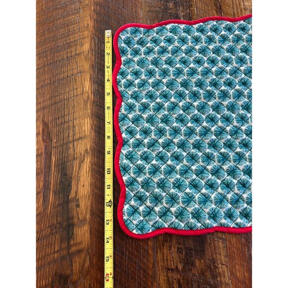 Handmade Quilted Christmas Placemats Set Of 6 Green & Red - Picture 5 of 6